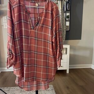 Cato Plaid Women's Top - Pink,black and white